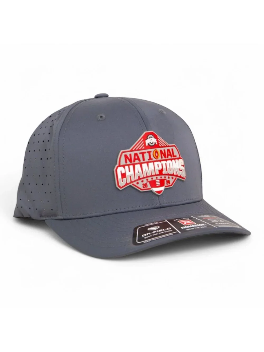 Ohio State Buckeyes 2024 CFP National Champions 3D Laser Perf R-Flex Cap- Char